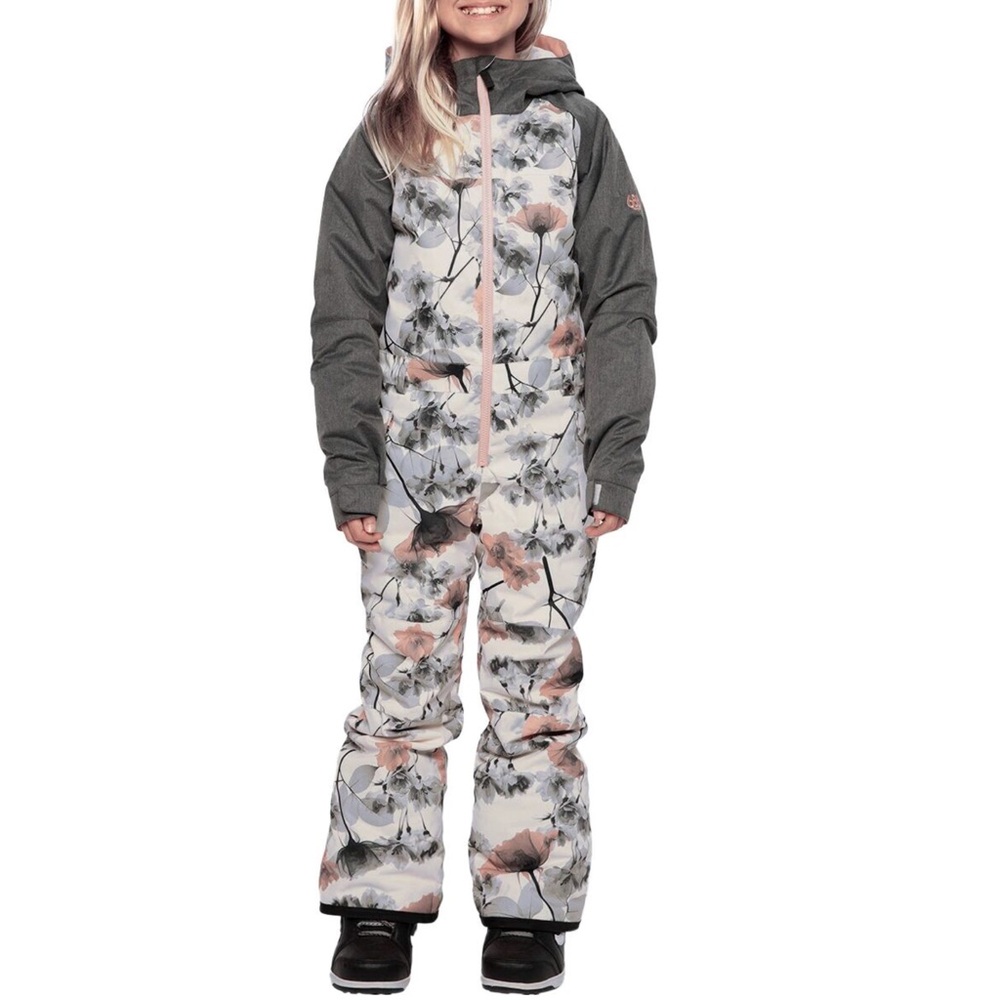 686 Kids Floral Snowsuit - Black and Pink